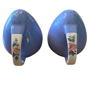 Hall's Superior Quality Cadet Blue Rose Parade Salt & Pepper Shakers Set of 2